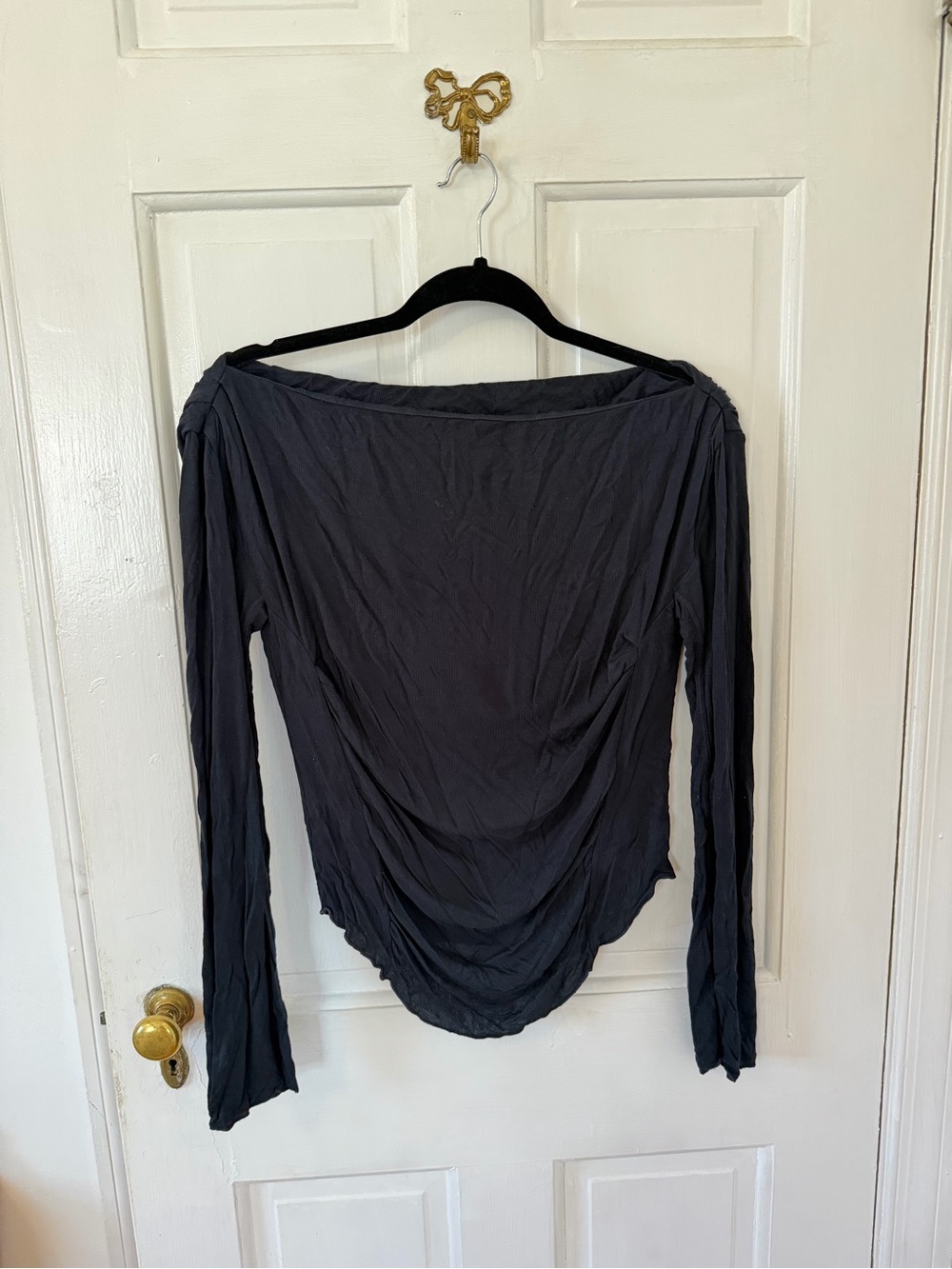 Free People Black Long-Sleeve Drape Top